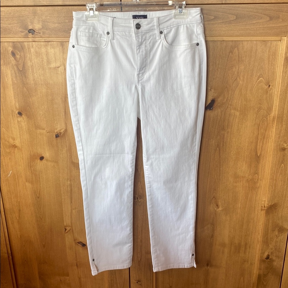 NYDJ White Straight Leg Jeans Mid-Rise